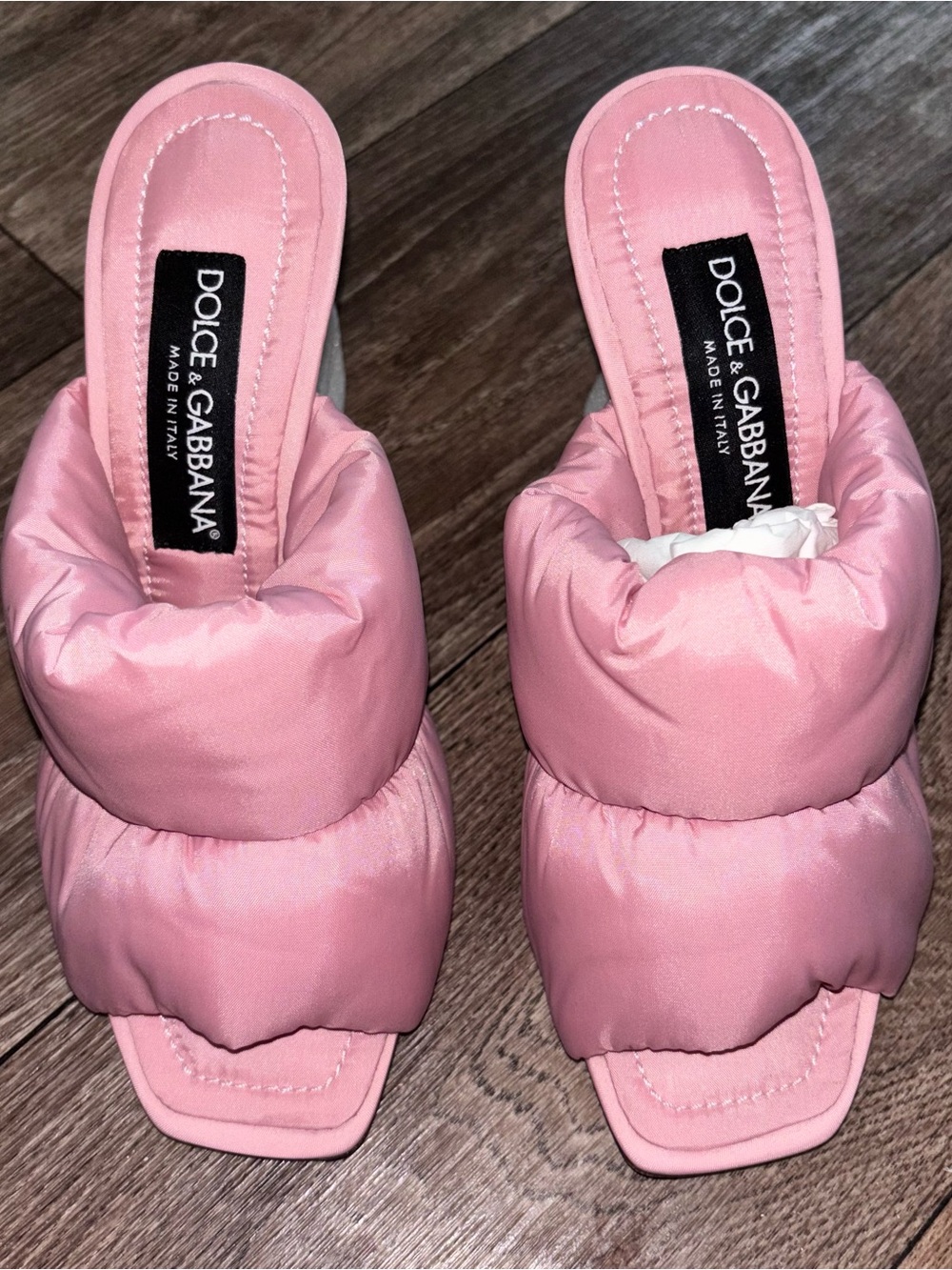 Dolce & Gabbana Pink Padded Mule Slides